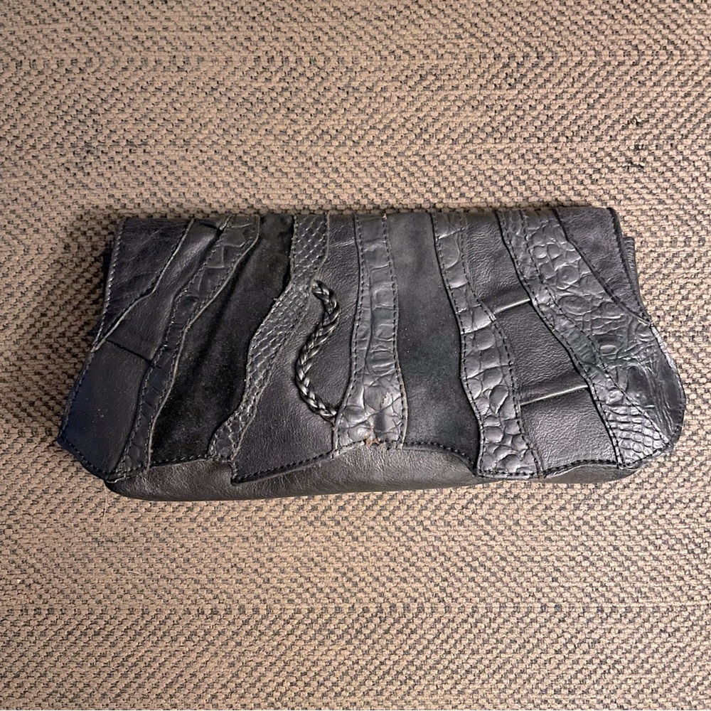 Y2K Leather Clutch, Black EUC